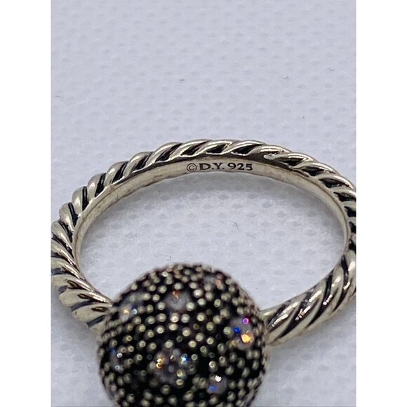 DAVID YURMAN STERLING SILVER 10 MM WHITE DIAMOND BALL SIZE 6 STACK RING - Picture 4 of 11